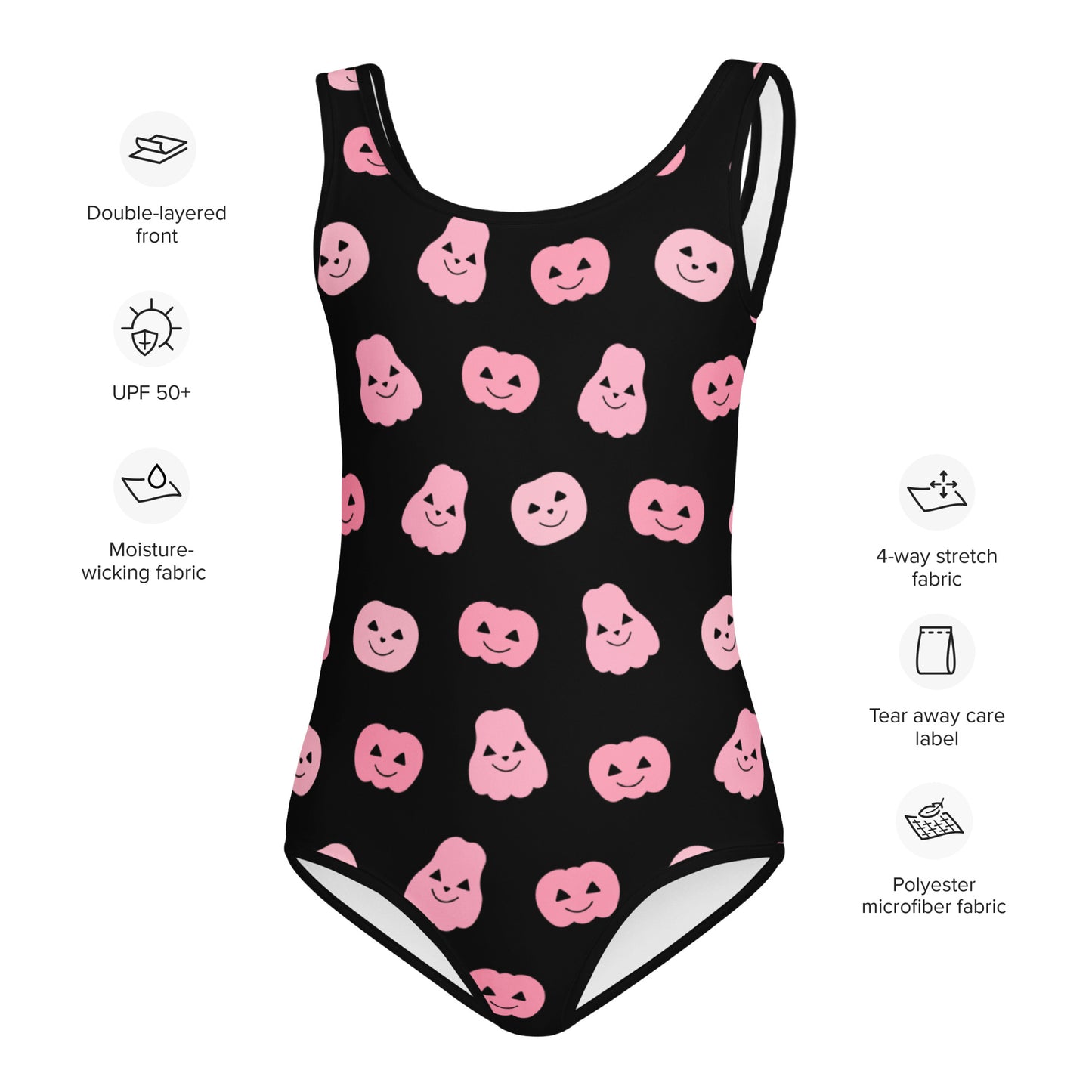 Girls Pink Pumpkins Halloween Buttery Soft Leotard - Quick Drying For Dance and Gymnastics