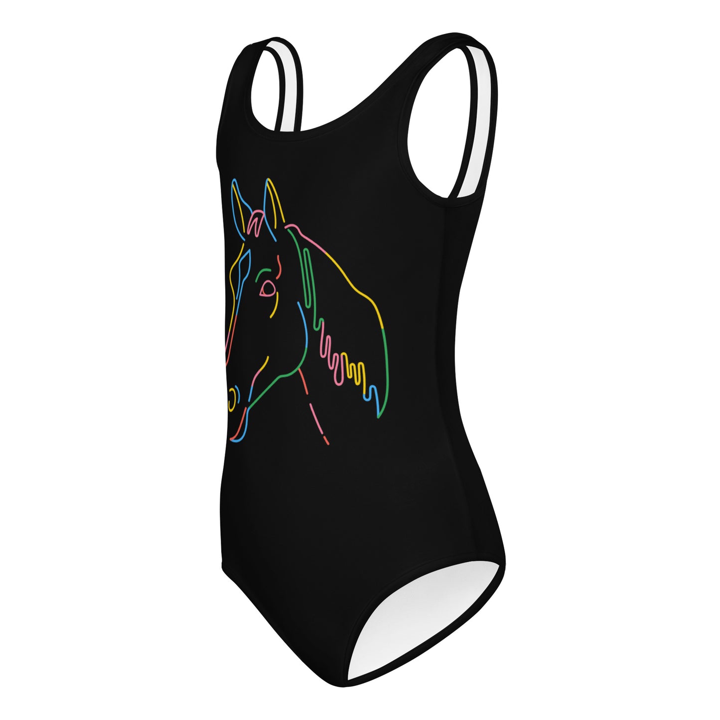 Girls Colorful Horse Outline Buttery Soft Leotard