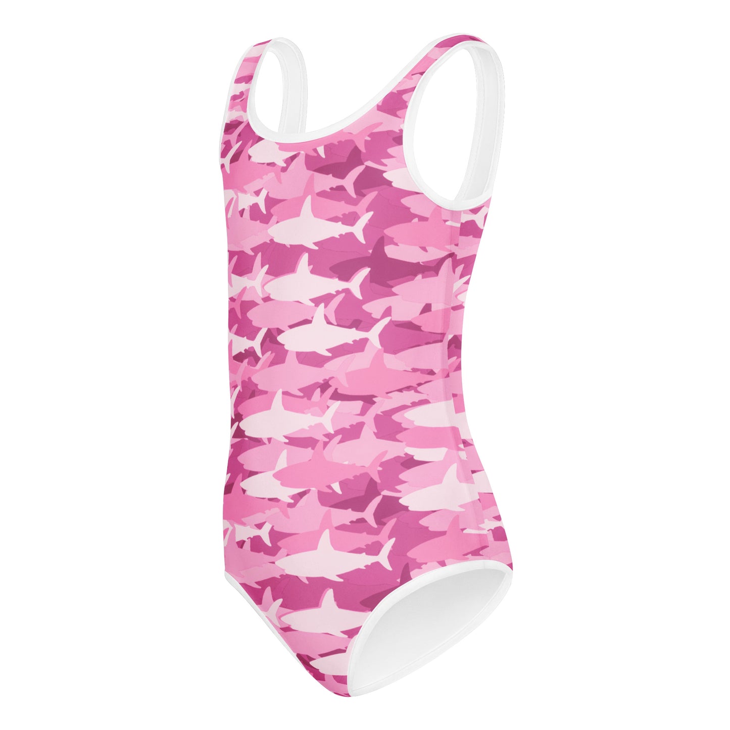Girls Pink Shark Buttery Soft Leotard - Quick Drying For Dance and Gymnastics