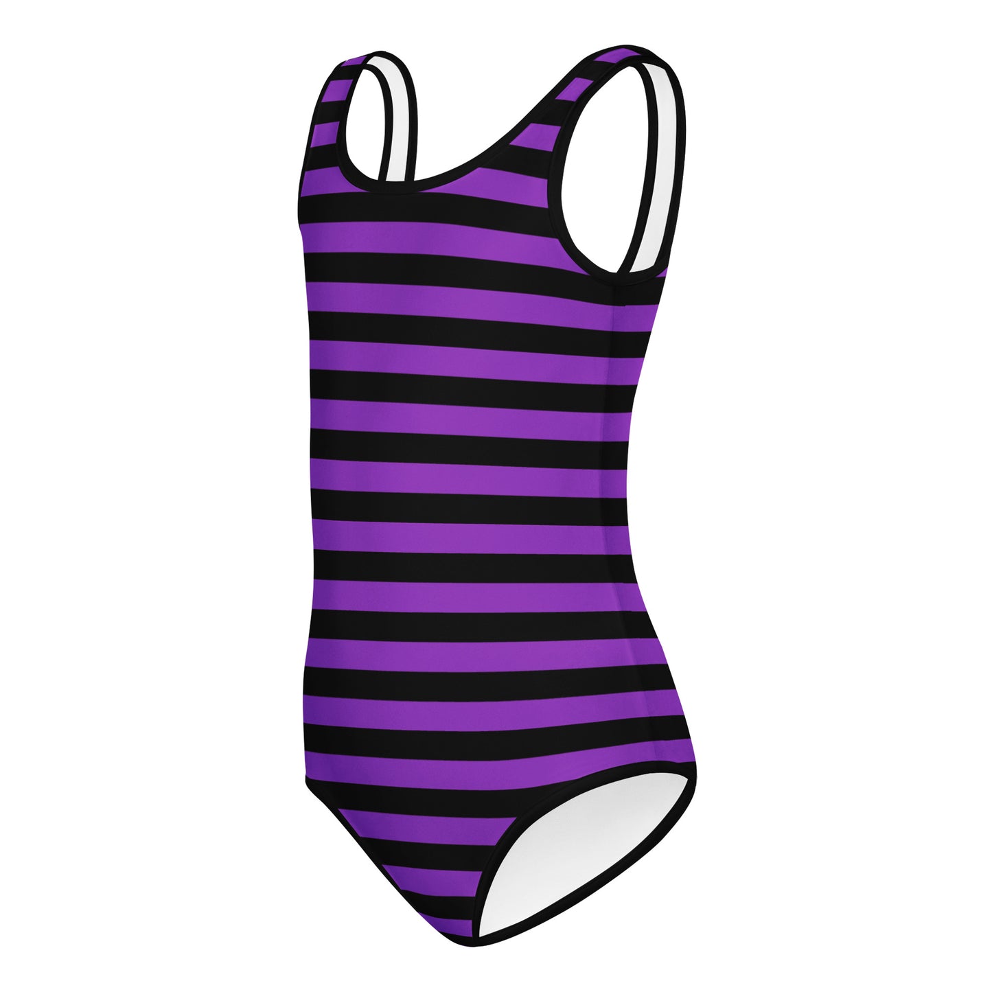 Girls Purple and Black Halloween Striped Buttery Soft Leotard - Quick Drying For Dance and Gymnastics