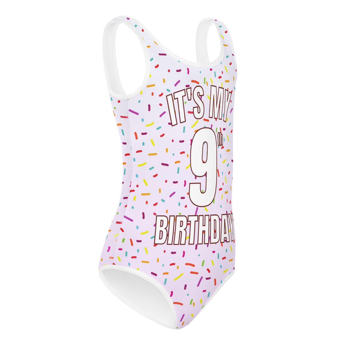 Girls Colorful Sprinkles Custom Age It's My Birthday Leotard With Name On Back