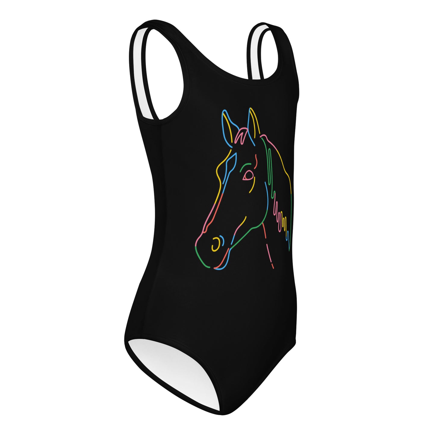 Girls Colorful Horse Outline Buttery Soft Leotard
