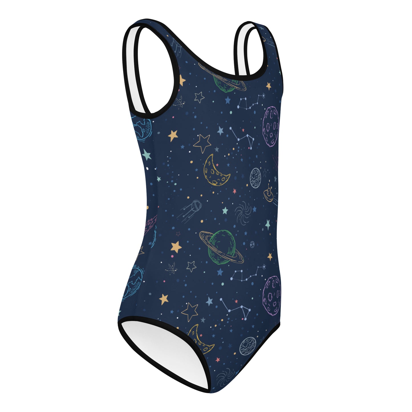 Girls Galaxy Space Planets & Constellations Buttery Soft Leotard - Quick Drying For Dance and Gymnastics