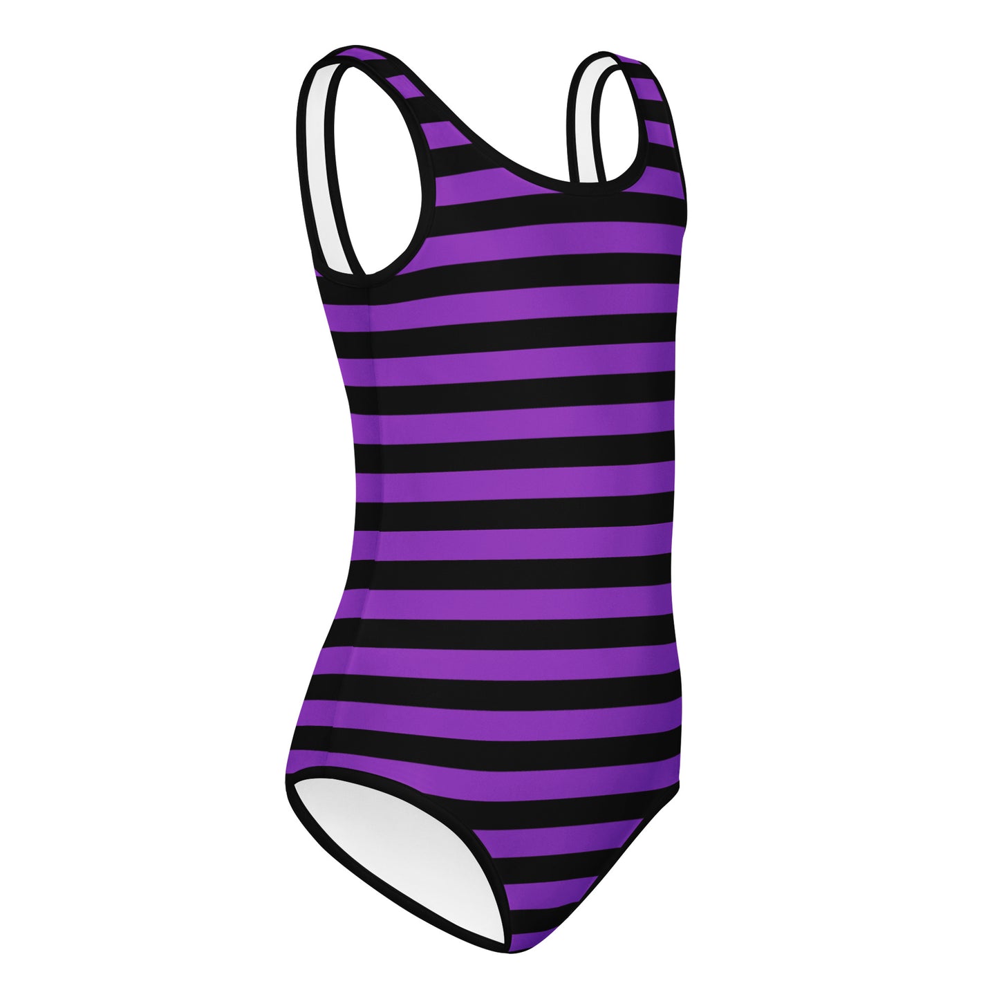 Girls Purple and Black Halloween Striped Buttery Soft Leotard - Quick Drying For Dance and Gymnastics
