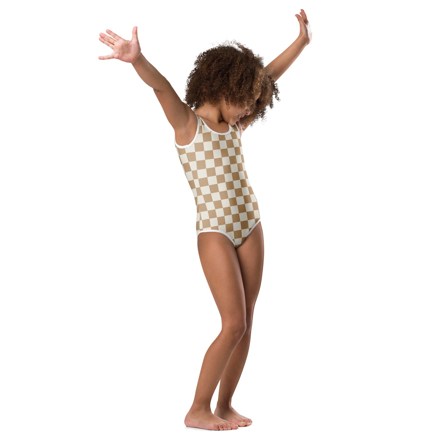 Girls Sand Checkerboard Buttery Soft Leotard - Quick Drying For Dance and Gymnastics