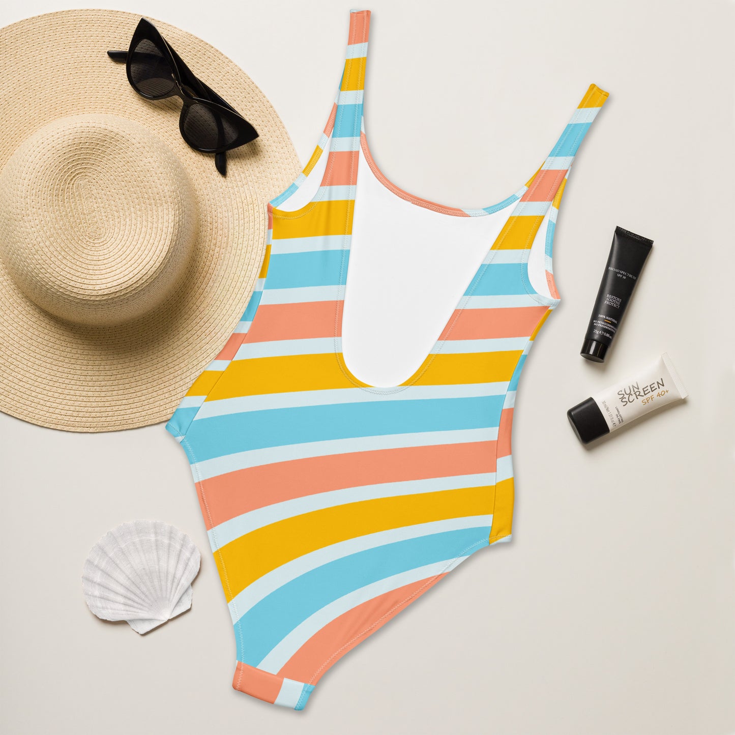 Women's Retro Striped Buttery Soft Swimsuit With UPF 50+