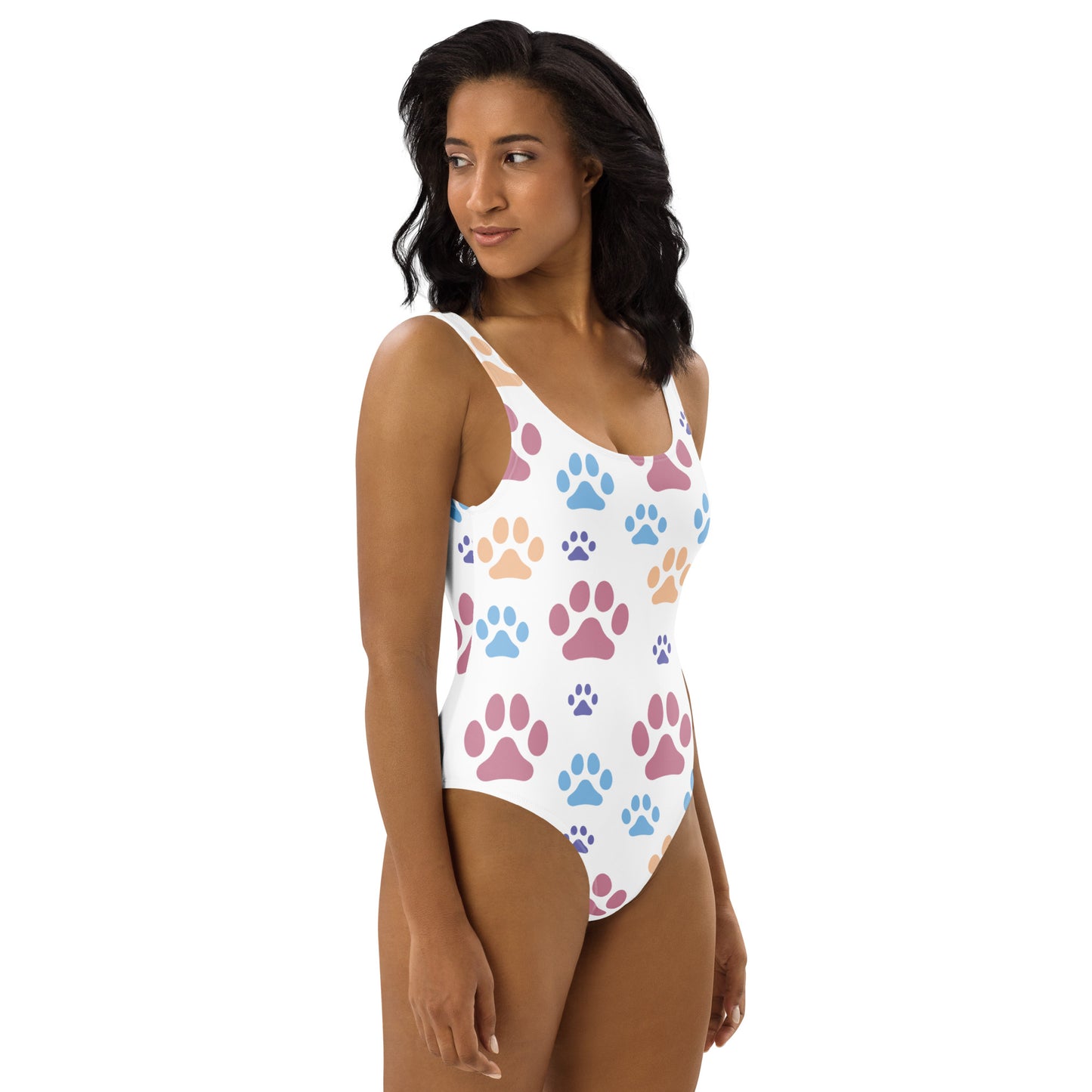 Women's Colorful Paw Print Buttery Soft Swimsuit With UPF 50+