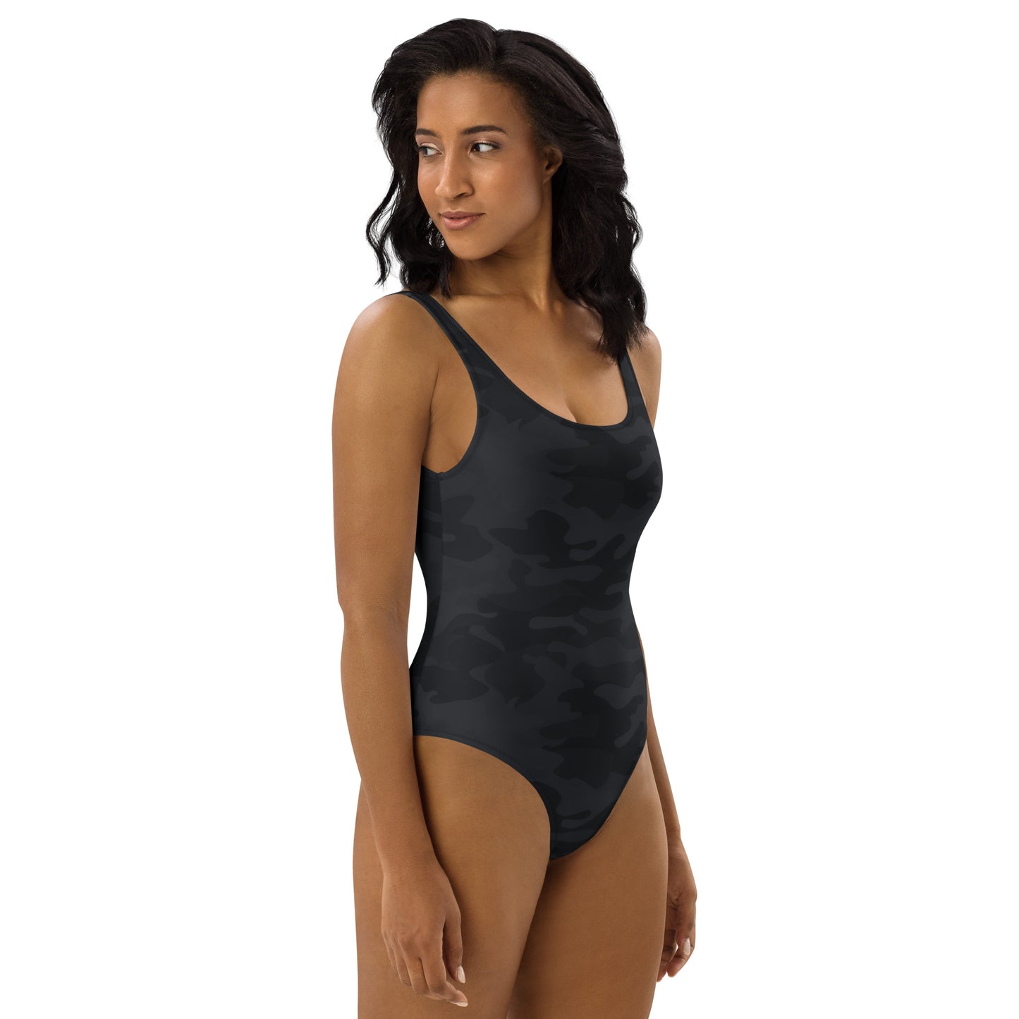 Women's Black Camo Buttery Soft Swimsuit With UPF 50+