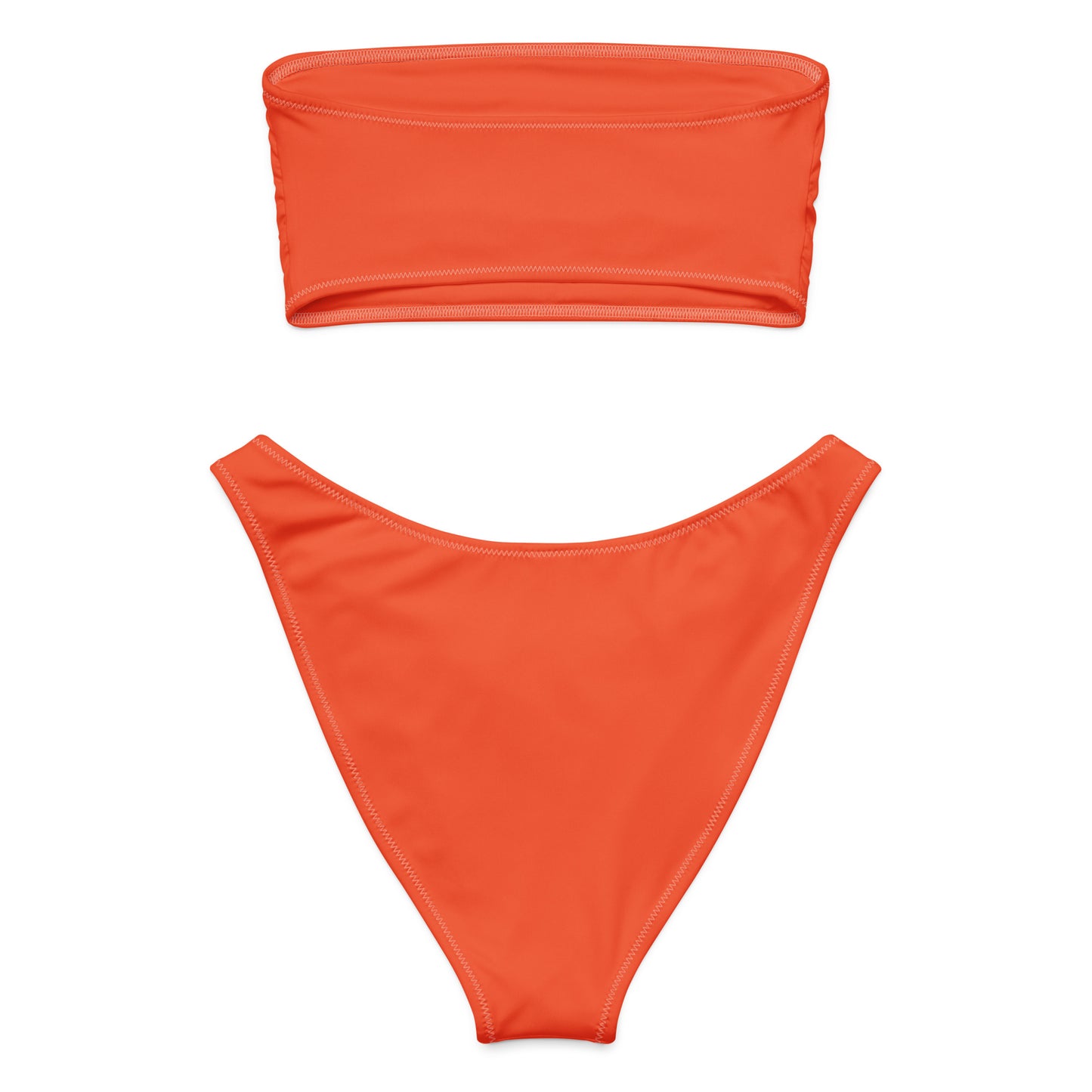 Women's Orange Recycled Bandeau Bikini - Quick Drying Fabric With UPF 50+