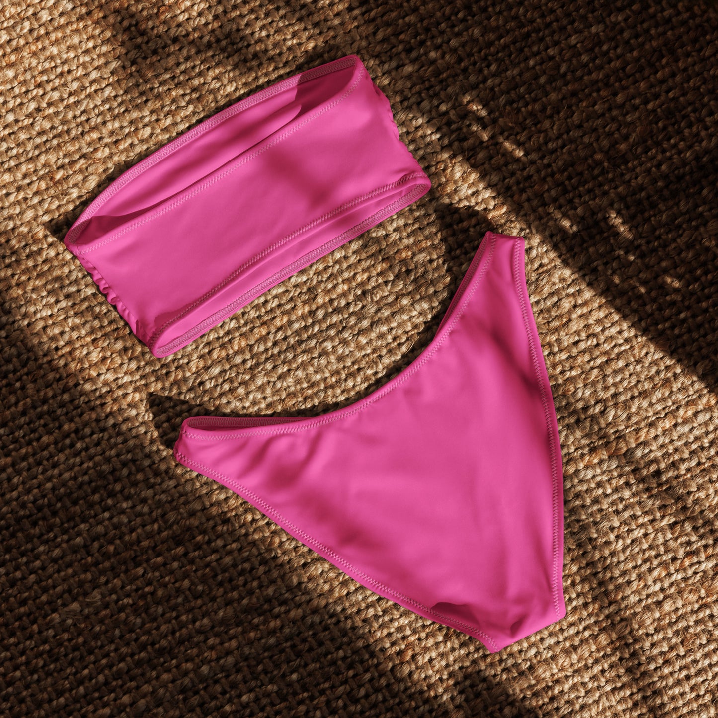 Women's Bright Pink Recycled Bandeau Bikini - Quick Drying Fabric With UPF 50+