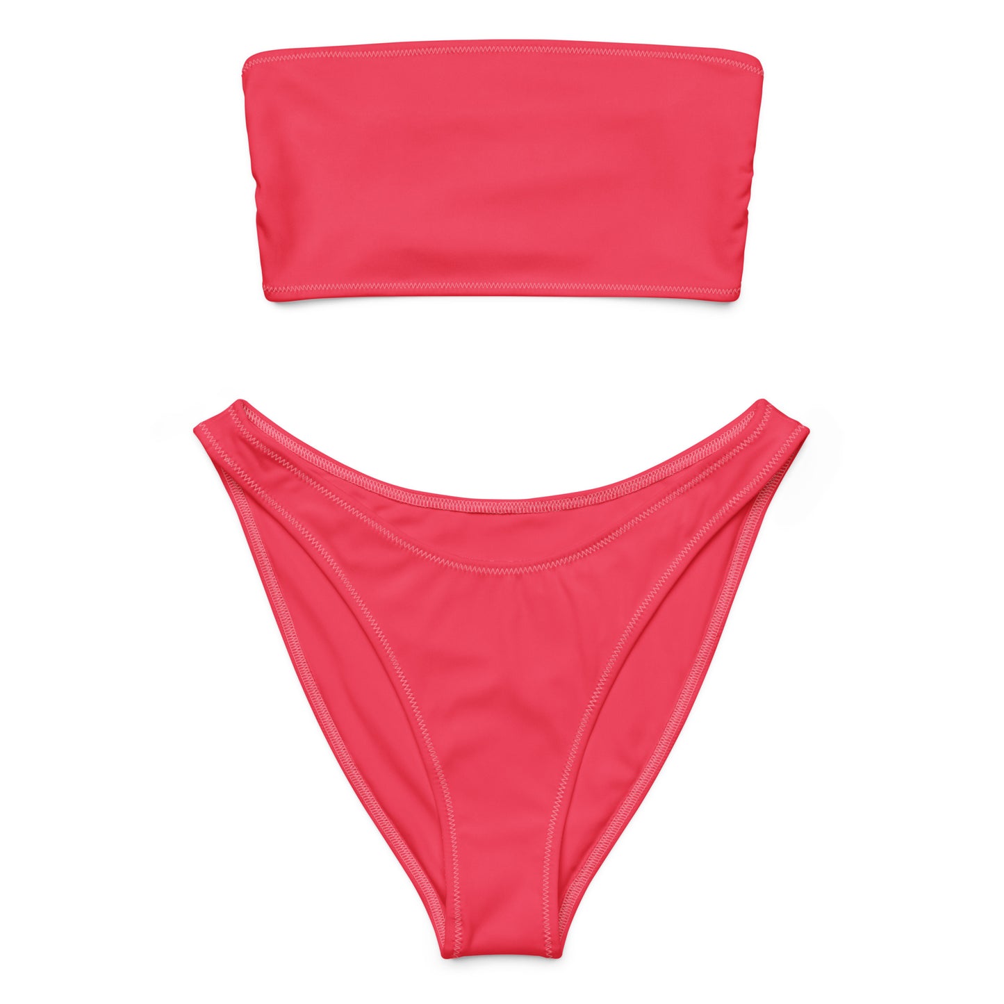 Women's Crimson Pink Recycled Bandeau Bikini - Quick Drying Fabric With UPF 50+