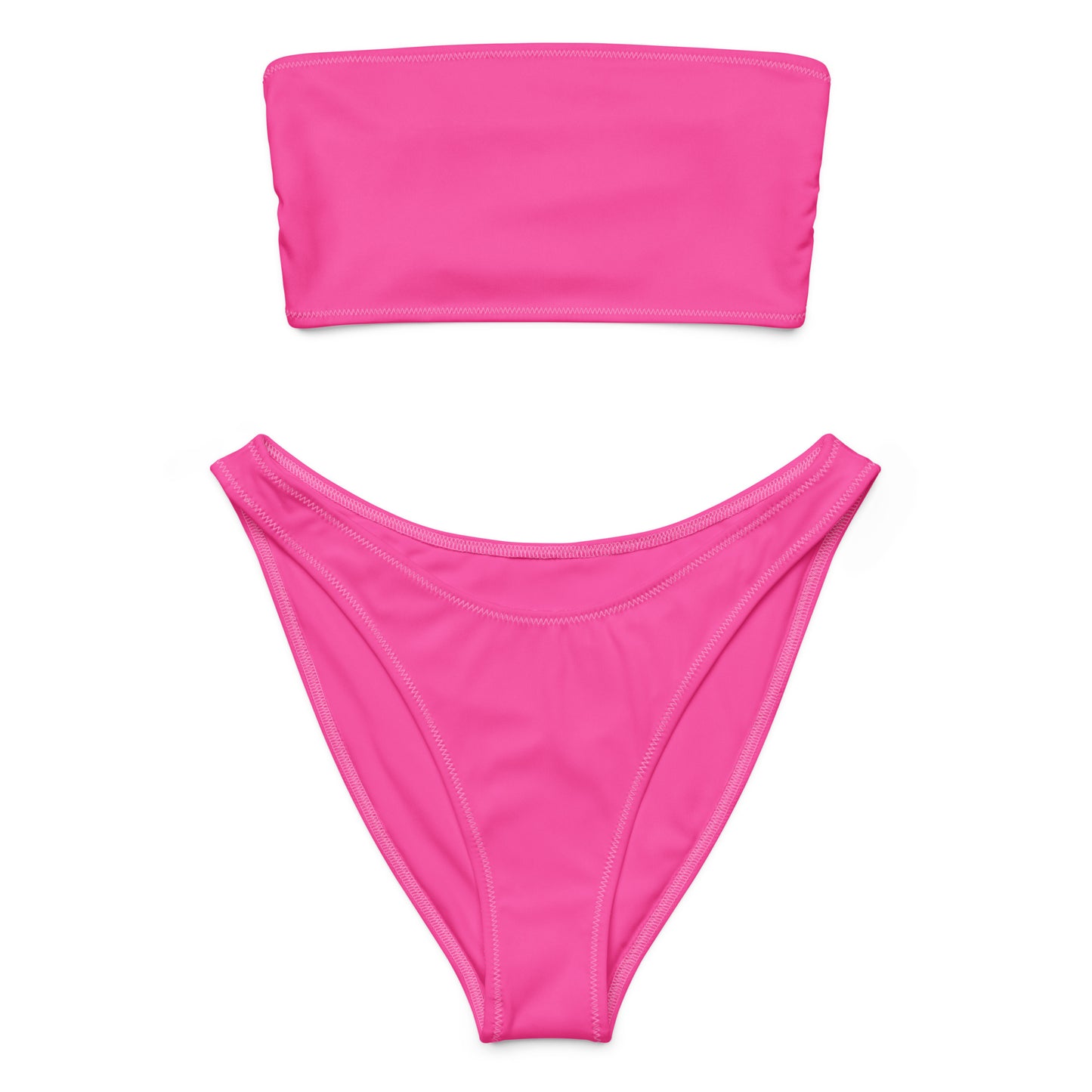 Women's Bright Pink Recycled Bandeau Bikini - Quick Drying Fabric With UPF 50+