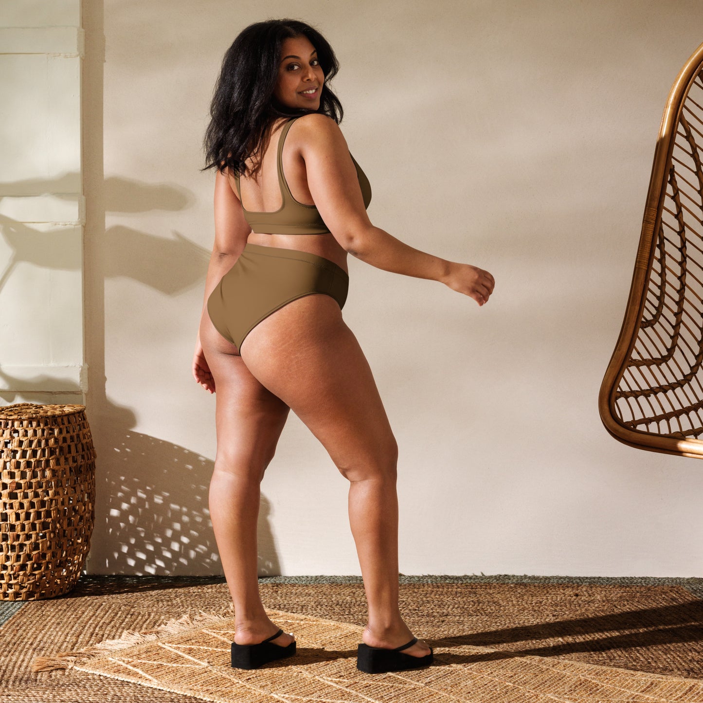 Women's Brown Padded Recycled Bikini - Quick Drying Fabric With UPF 50+