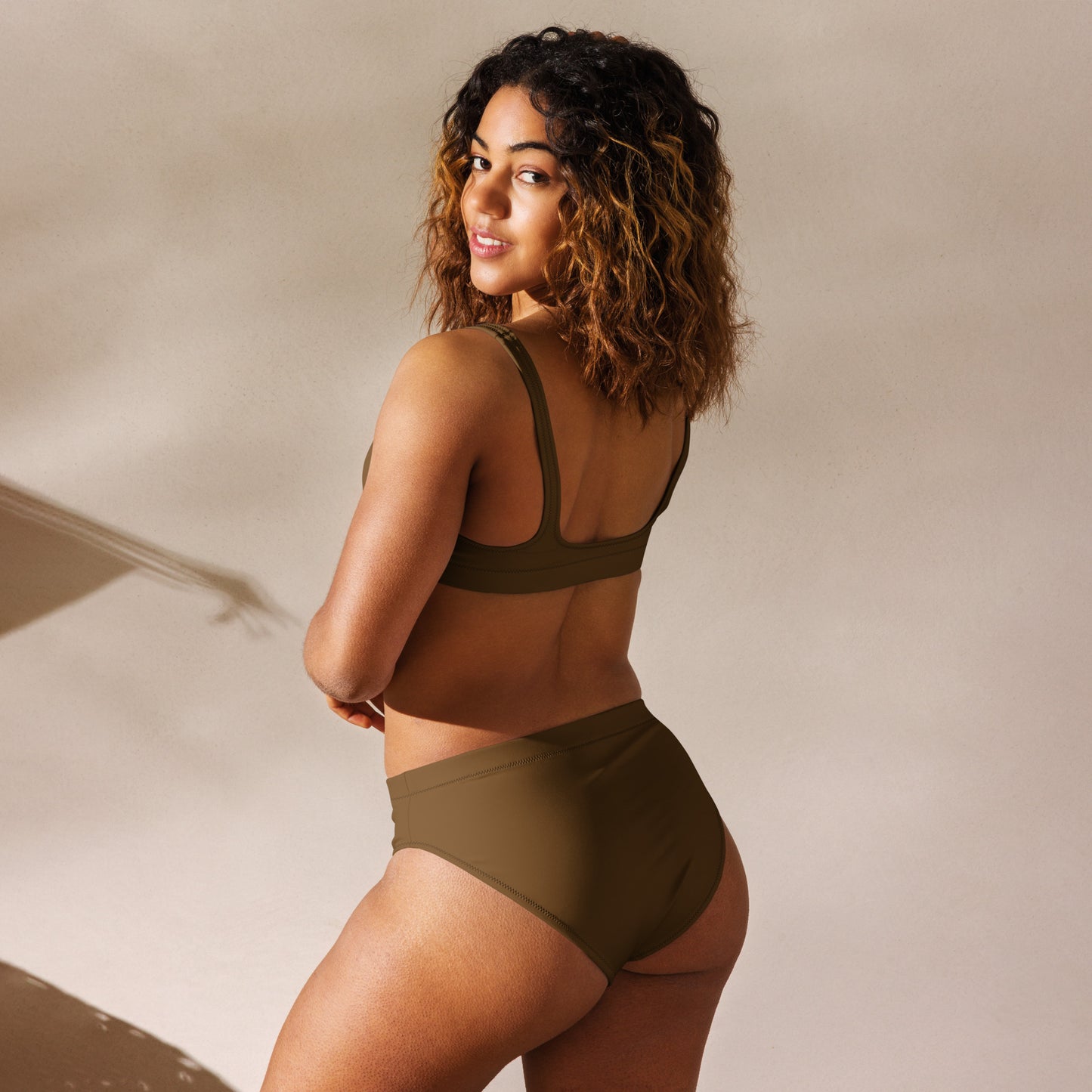 Women's Brown Padded Recycled Bikini - Quick Drying Fabric With UPF 50+
