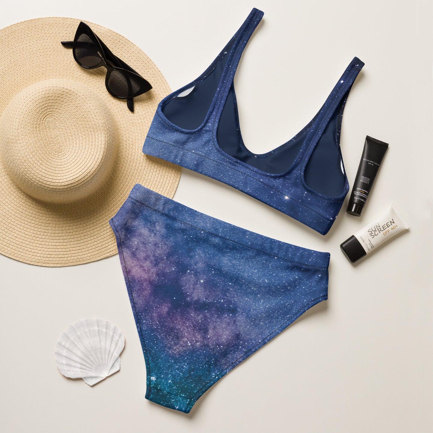 Women's Realistic Galaxy Padded Recycled Bikini - Quick Drying Fabric With UPF 50+
