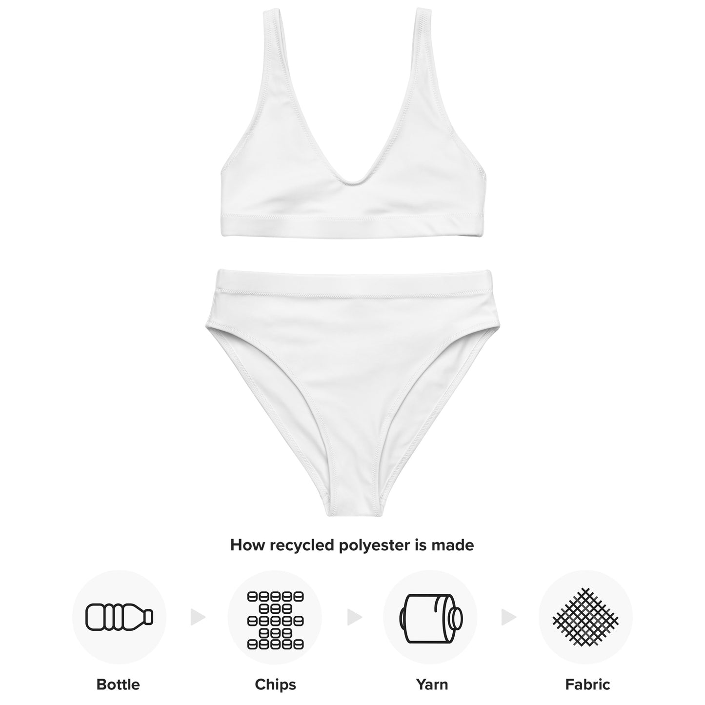 Women's White Padded Recycled Bikini - Quick Drying Fabric With UPF 50+