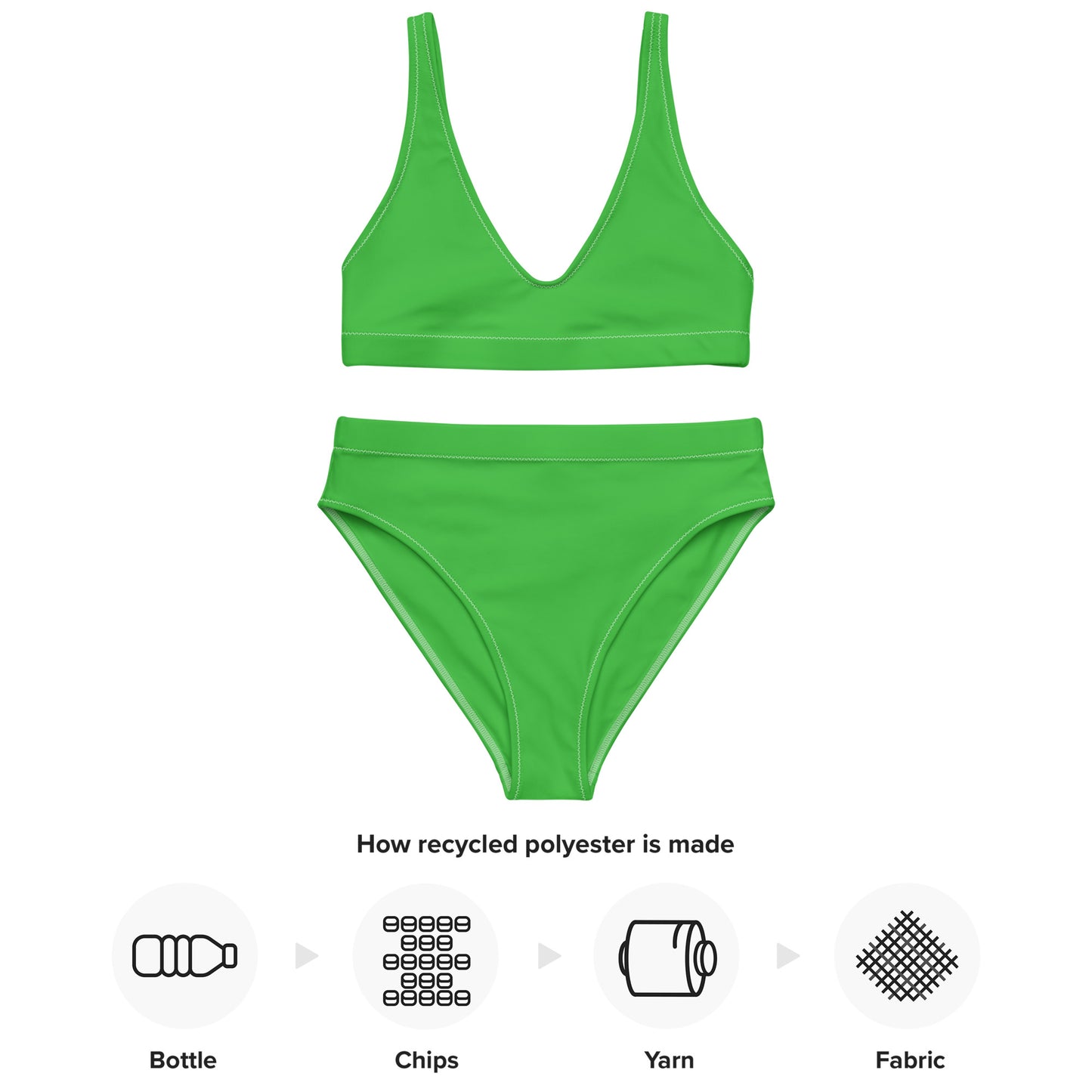 Women's Green Padded Recycled Bikini - Quick Drying Fabric With UPF 50+