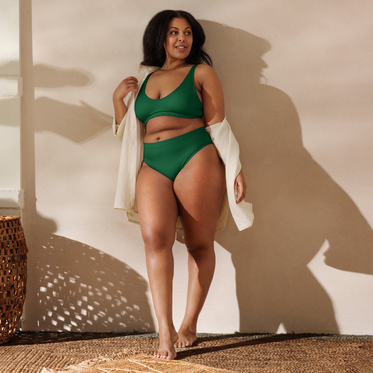 Women's Dark Green Padded Recycled Bikini - Quick Drying Fabric With UPF 50+