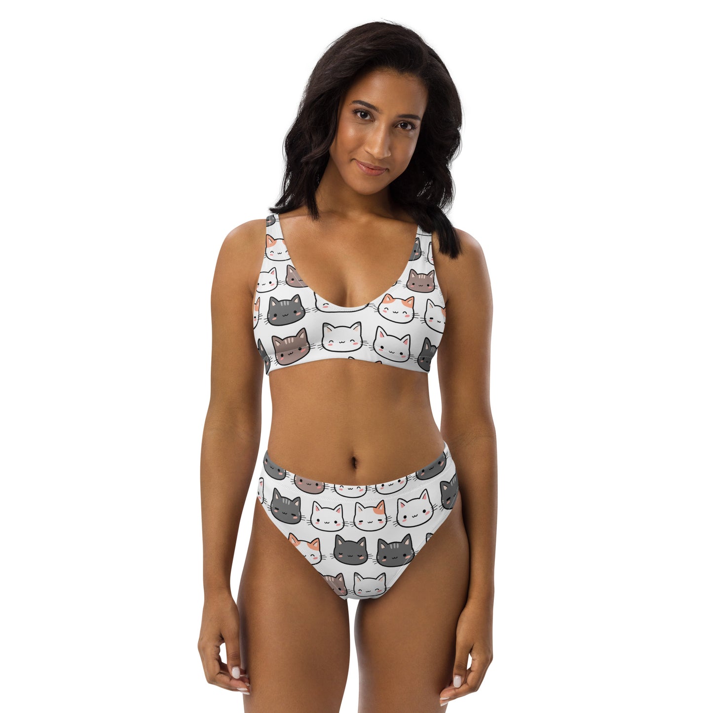 Women's Cat Padded Recycled Bikini - Quick Drying Fabric With UPF 50+