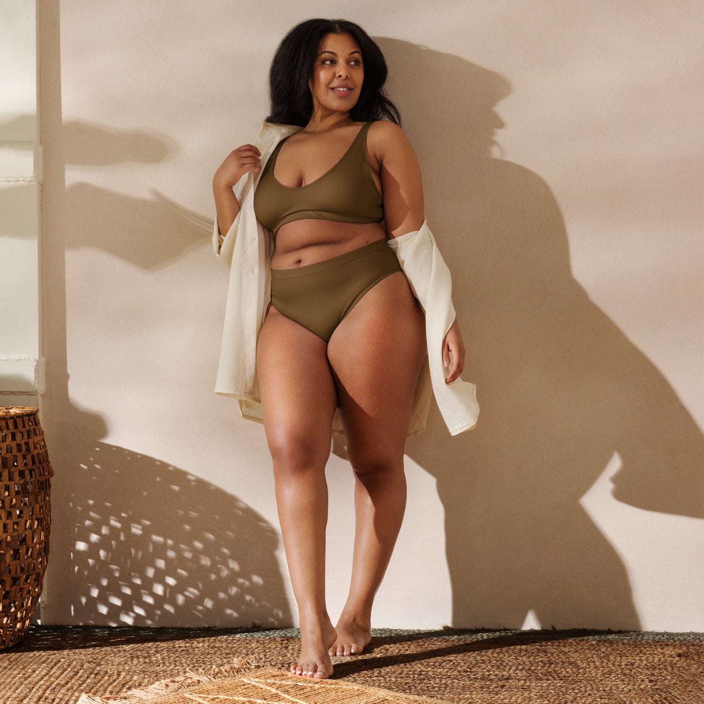 Women's Brown Padded Recycled Bikini - Quick Drying Fabric With UPF 50+