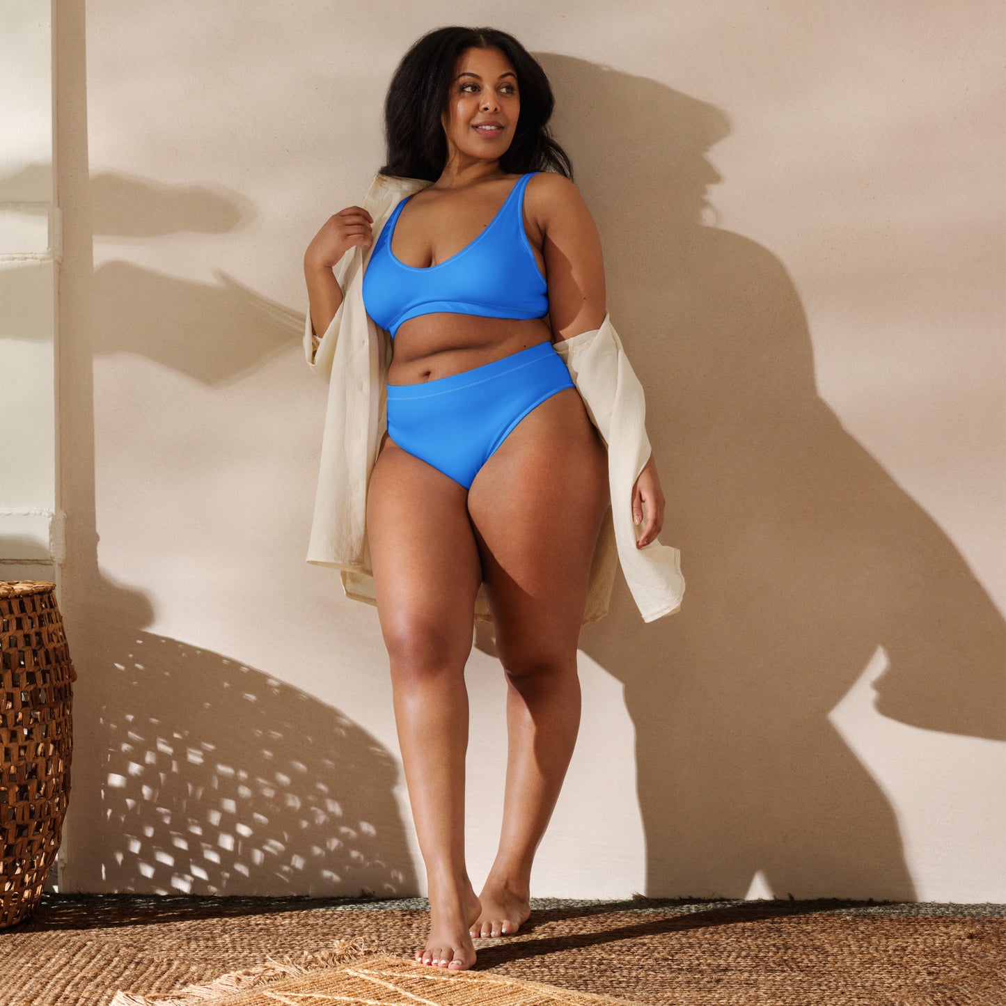 Women's Blue Padded Recycled Bikini - Quick Drying Fabric With UPF 50+