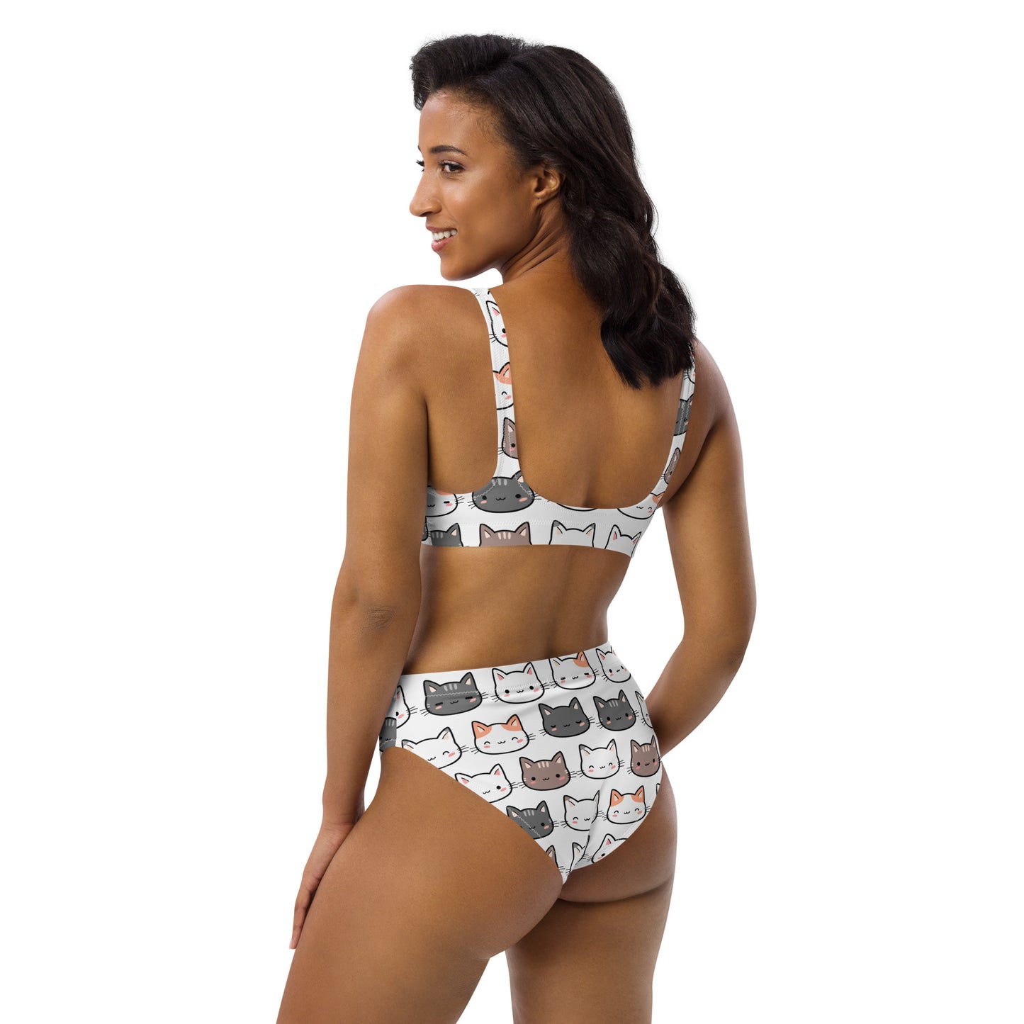 Women's Cat Padded Recycled Bikini - Quick Drying Fabric With UPF 50+