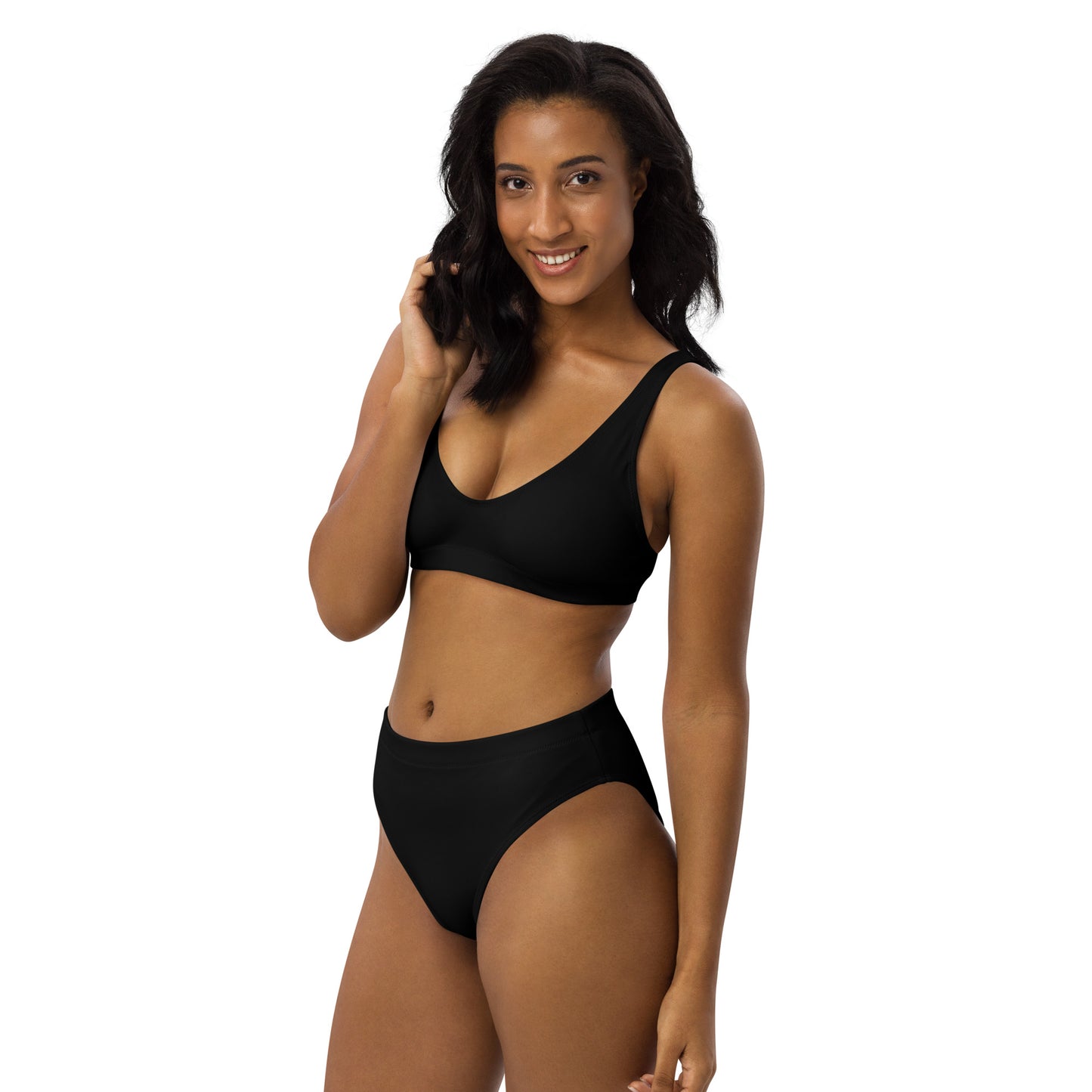 Women's Black Padded Recycled Bikini - Quick Drying Fabric With UPF 50+