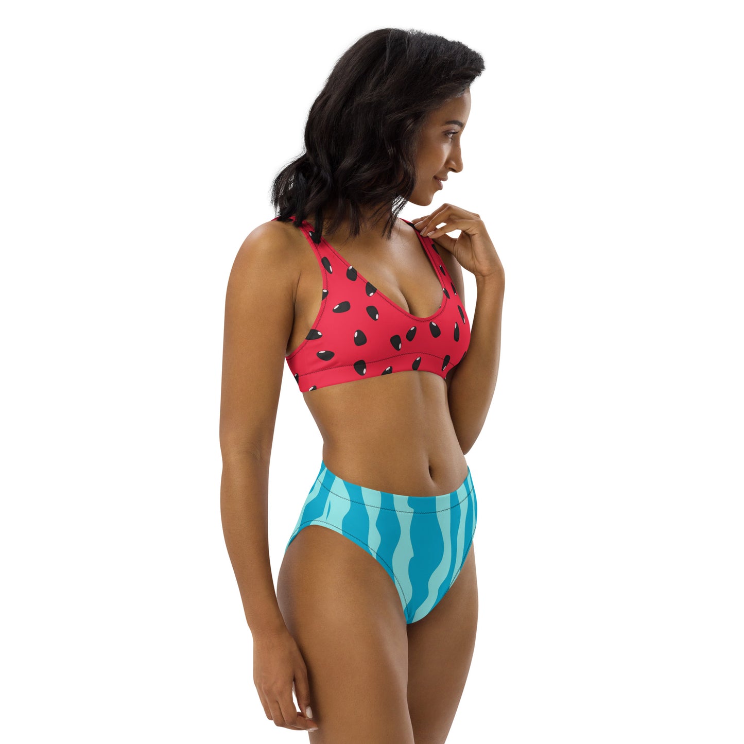 Women's Watermelon Padded Recycled Bikini - Quick Drying Fabric With UPF 50+