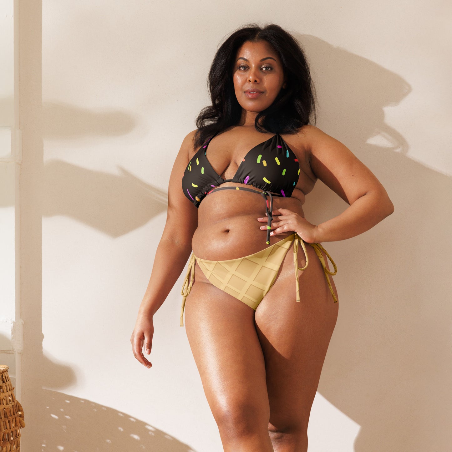 Women's Ice Cream Cone Buttery Soft Recycled String Bikini With UPF 50+