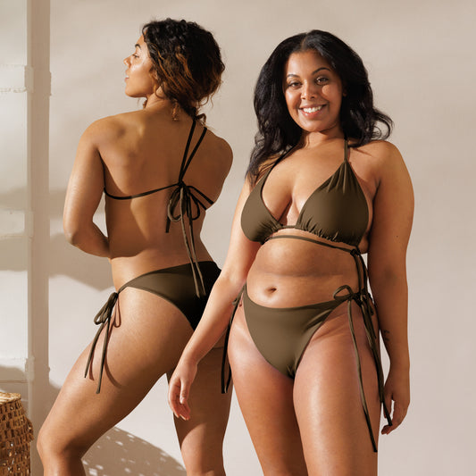 Women's Brown Buttery Soft Recycled String Bikini With UPF 50+
