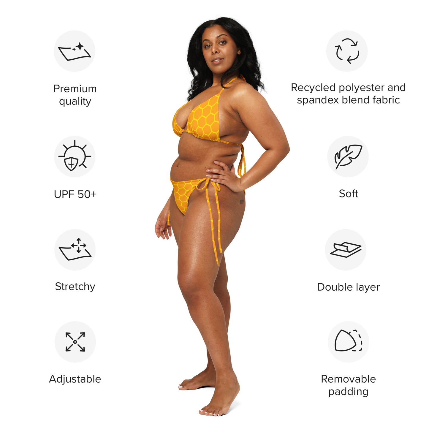 Women's Honeycomb Buttery Soft Recycled String Bikini With UPF 50+