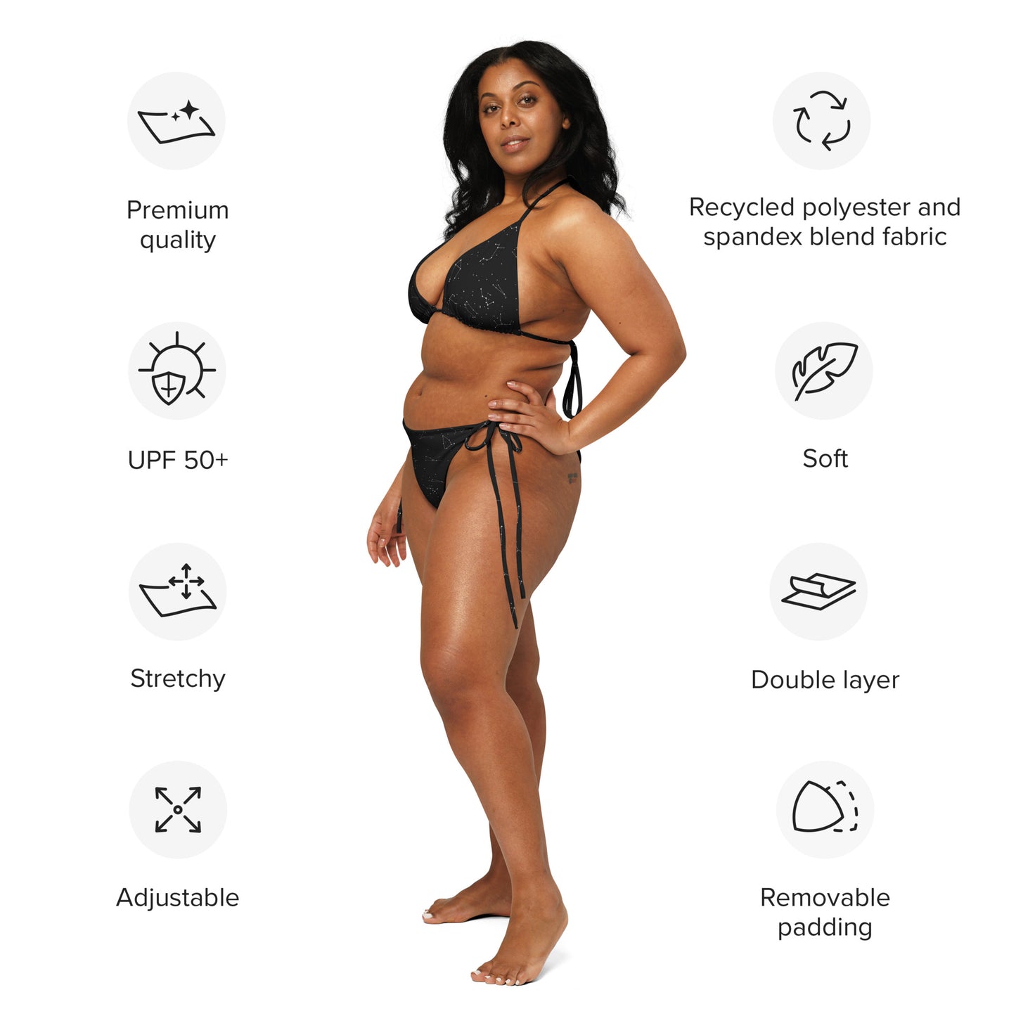 Women's Realistic Constellations Buttery Soft Recycled String Bikini With UPF 50+