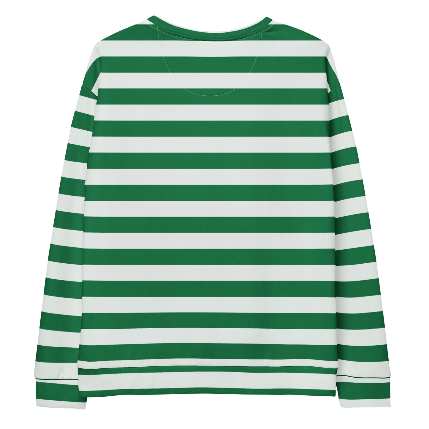 Green and White Candy Cane Striped Christmas Sweatshirt With Brushed Inner Fleece Fabric
