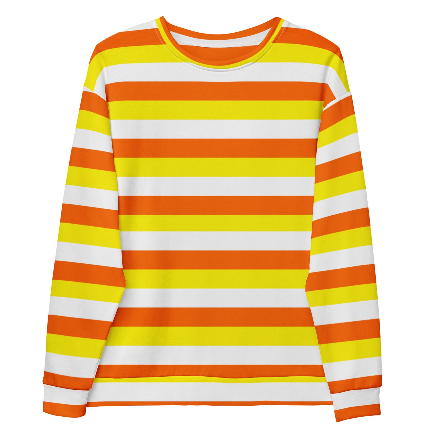 Candy Corn Stripes Halloween Sweatshirt With Brushed Inner Fleece Fabric