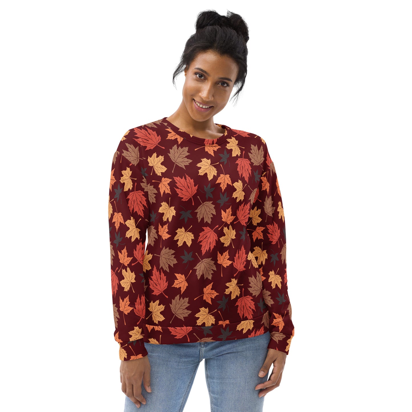 Autumn Leaves Sweatshirt With Brushed Inner Fleece Fabric