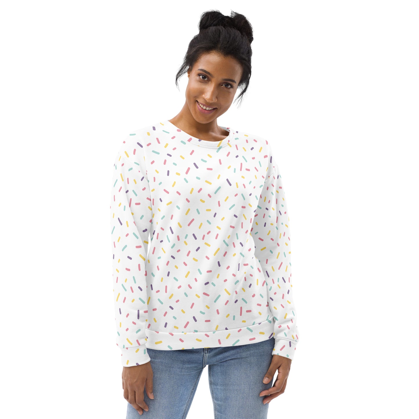 Colorful Sprinkles Sweatshirt With Brushed Inner Fleece Fabric