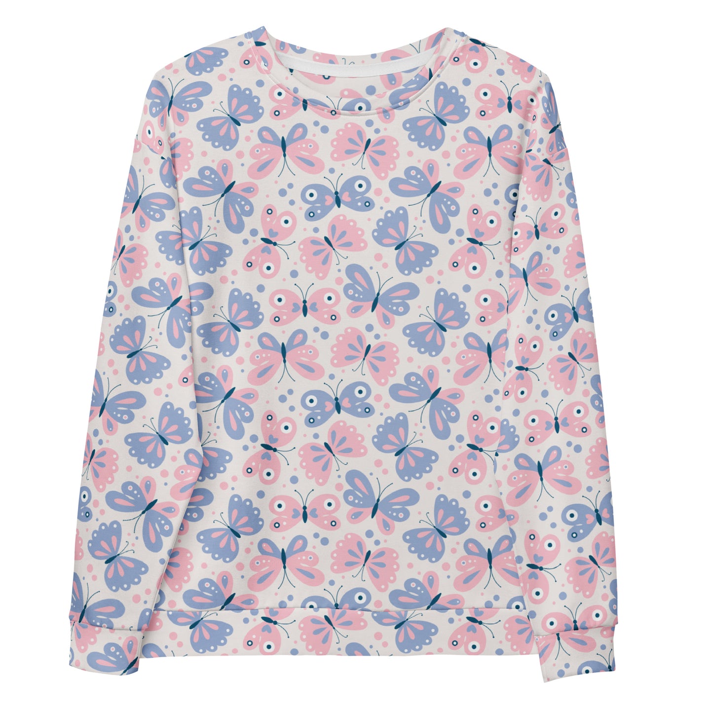 Pastel Butterfly Sweatshirt With Brushed Inner Fleece Fabric