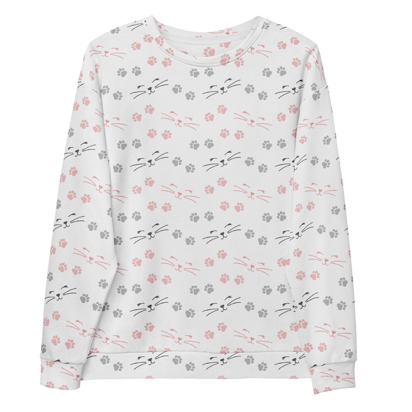 Cat Paw Print Sweatshirt With Brushed Inner Fleece Fabric