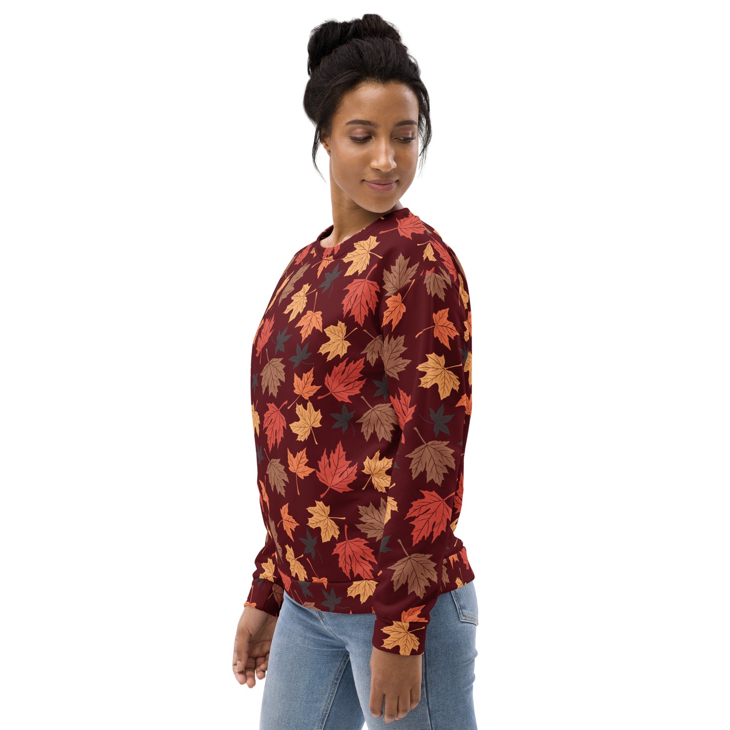 Autumn Leaves Sweatshirt With Brushed Inner Fleece Fabric