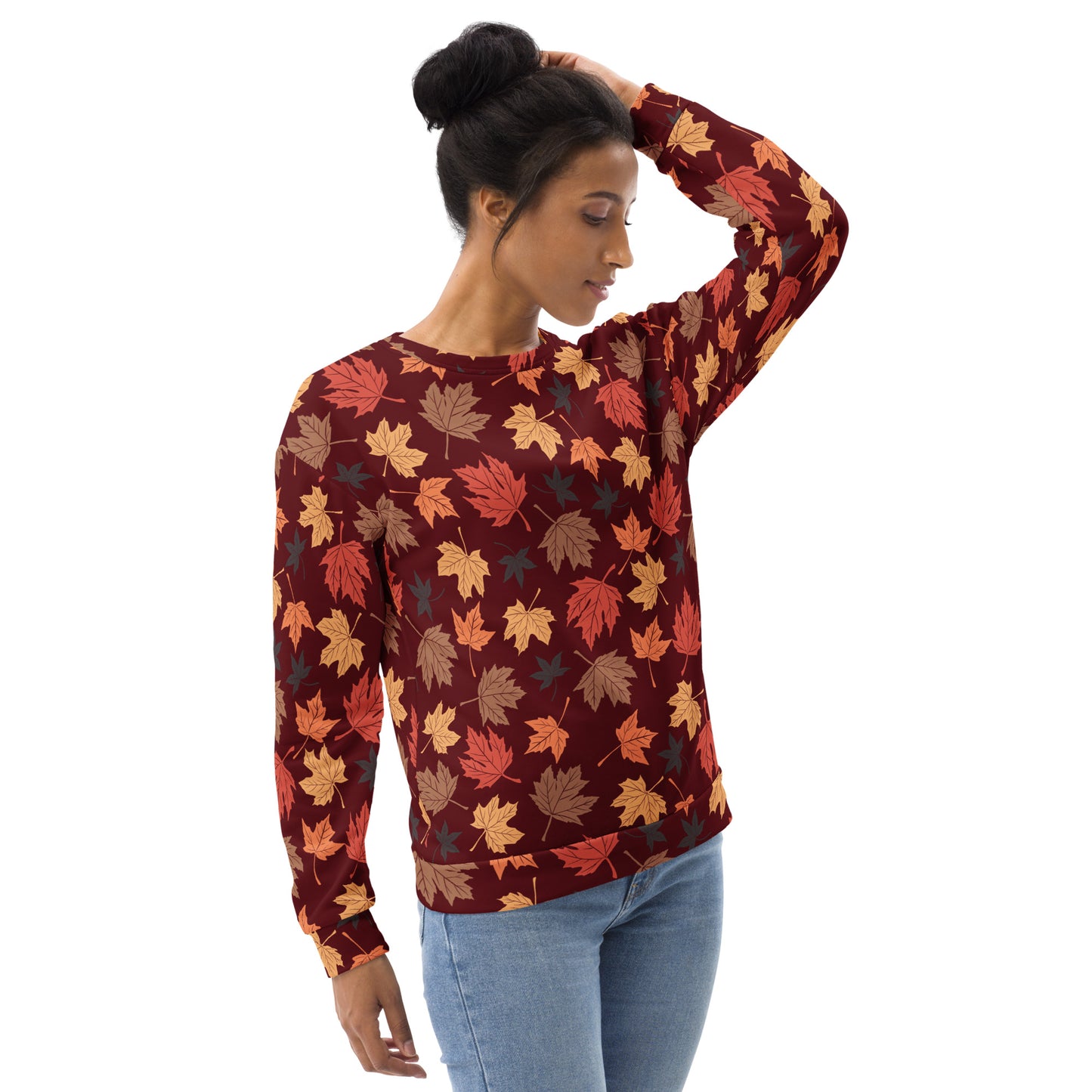 Autumn Leaves Sweatshirt With Brushed Inner Fleece Fabric