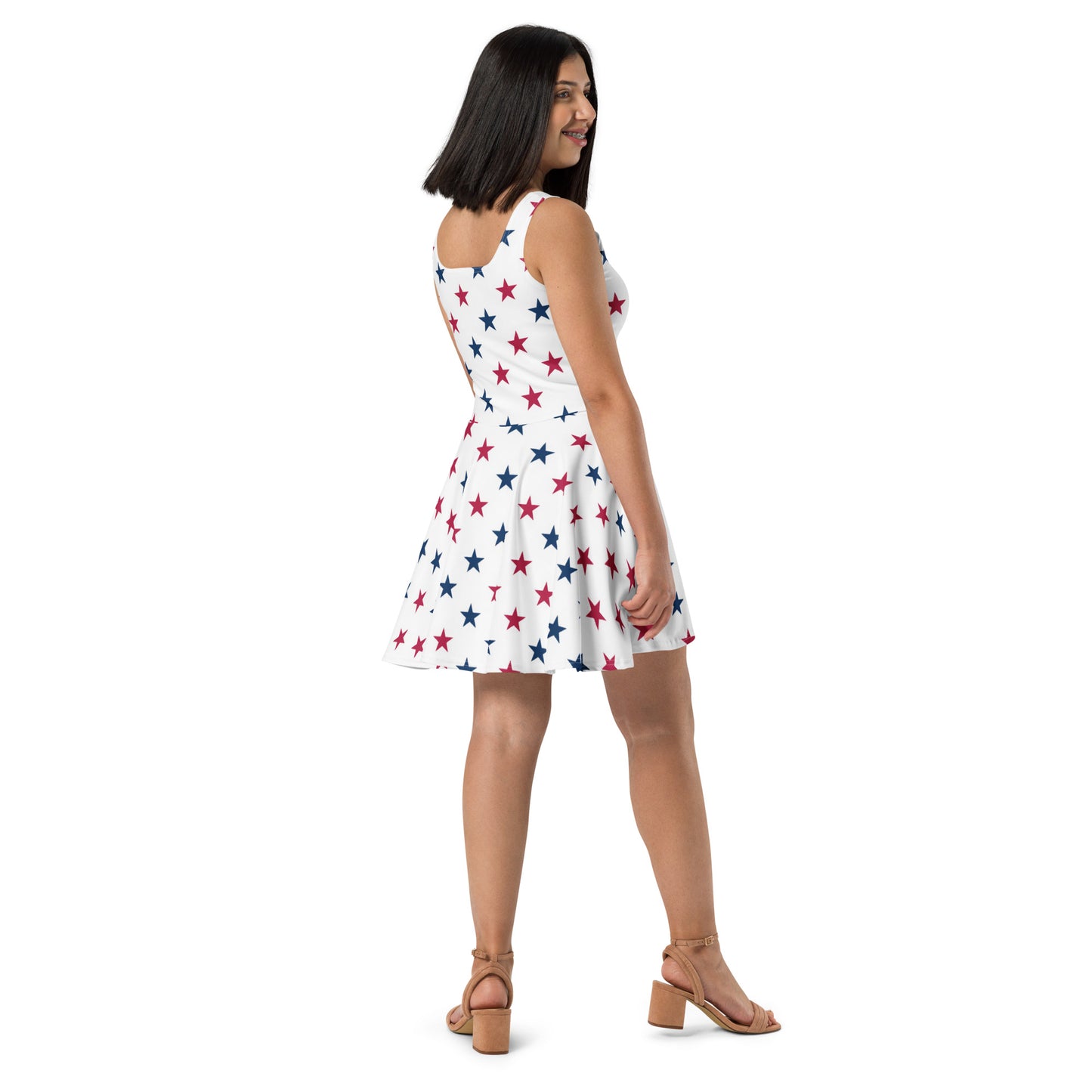 Women's Patriotic Stars Buttery Soft Skater Dress With UPF 50+