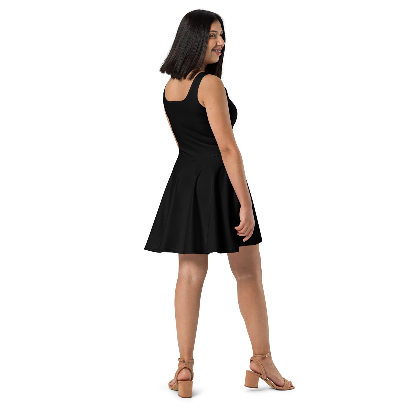 Women's Black Buttery Soft Skater Dress With UPF 50+
