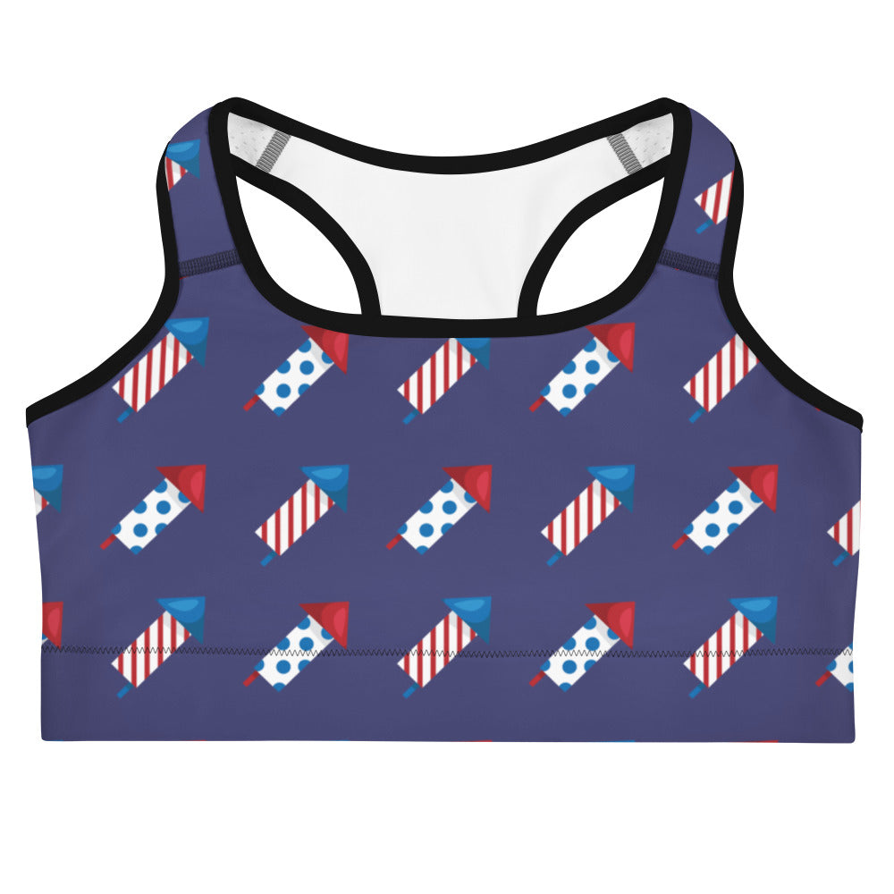 Women's 4th of July Fireworks Quick Drying Sports Bra