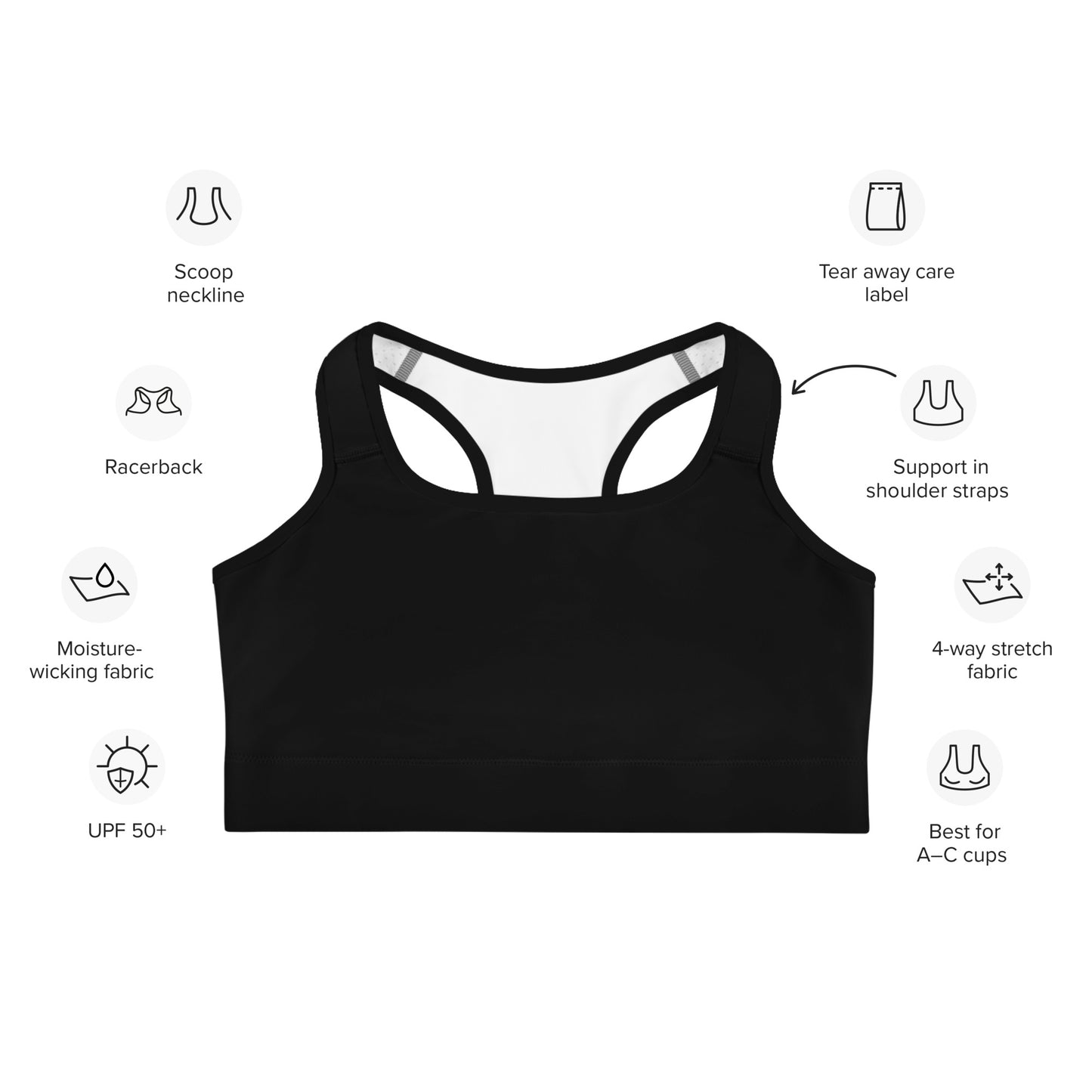 Women's Black Quick Drying Sports Bra