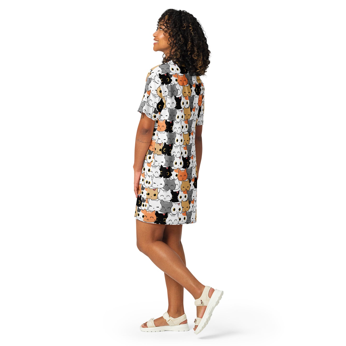 Women's Cat Face T-Shirt Dress