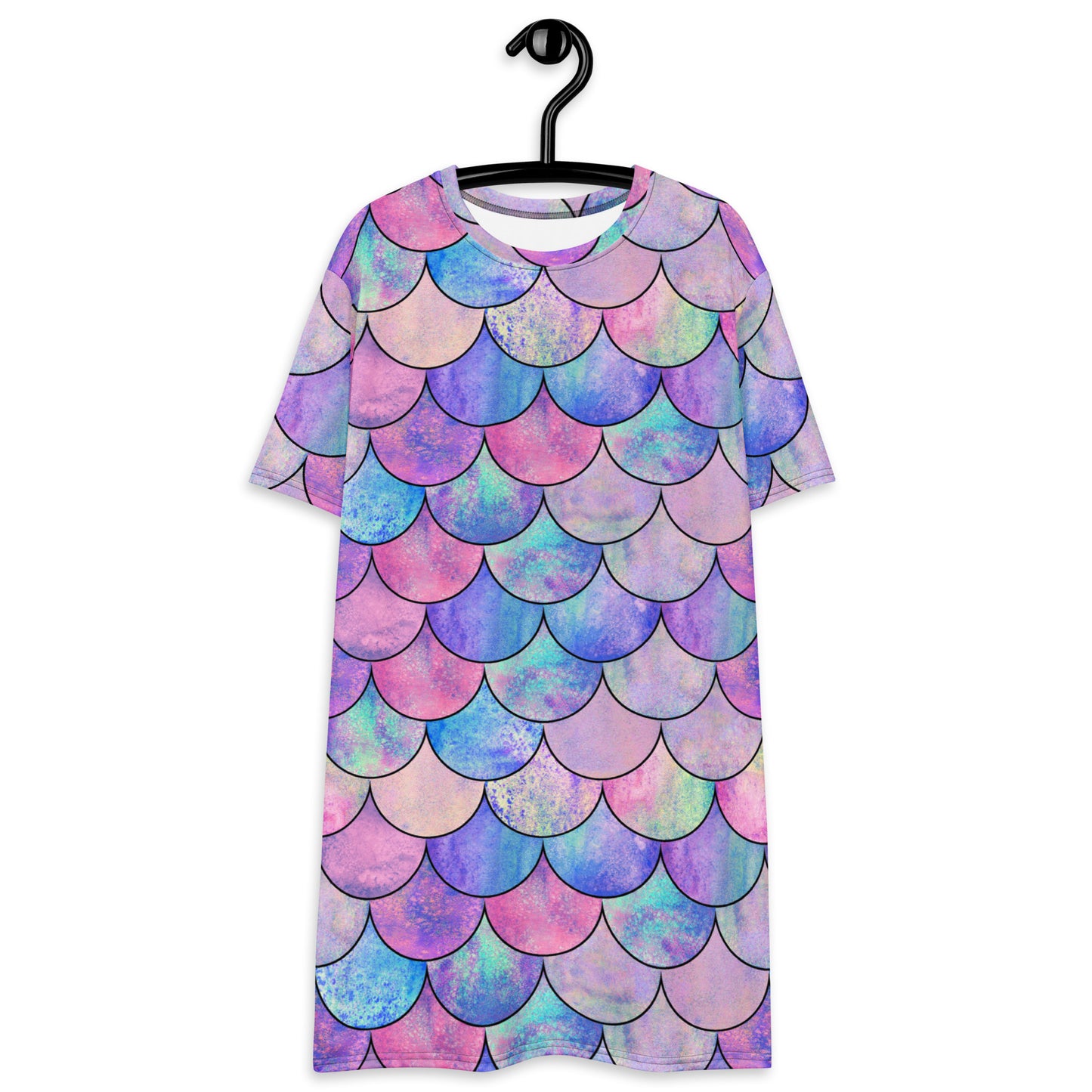Women's Pastel Mermaid Scales T-Shirt Dress