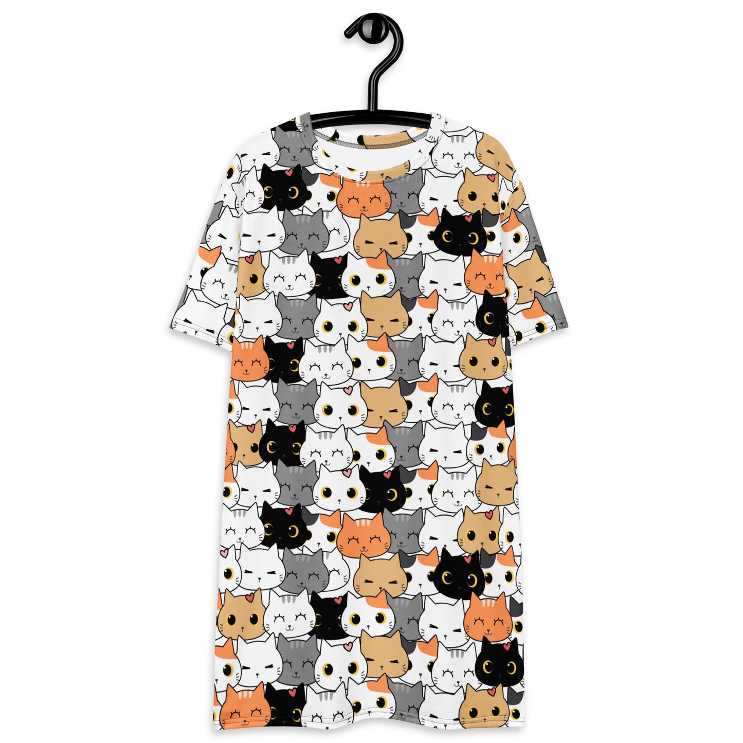 Women's Cat Face T-Shirt Dress
