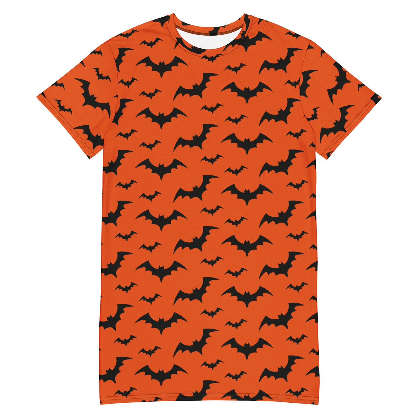 Women's Orange Bats Halloween T-Shirt Dress
