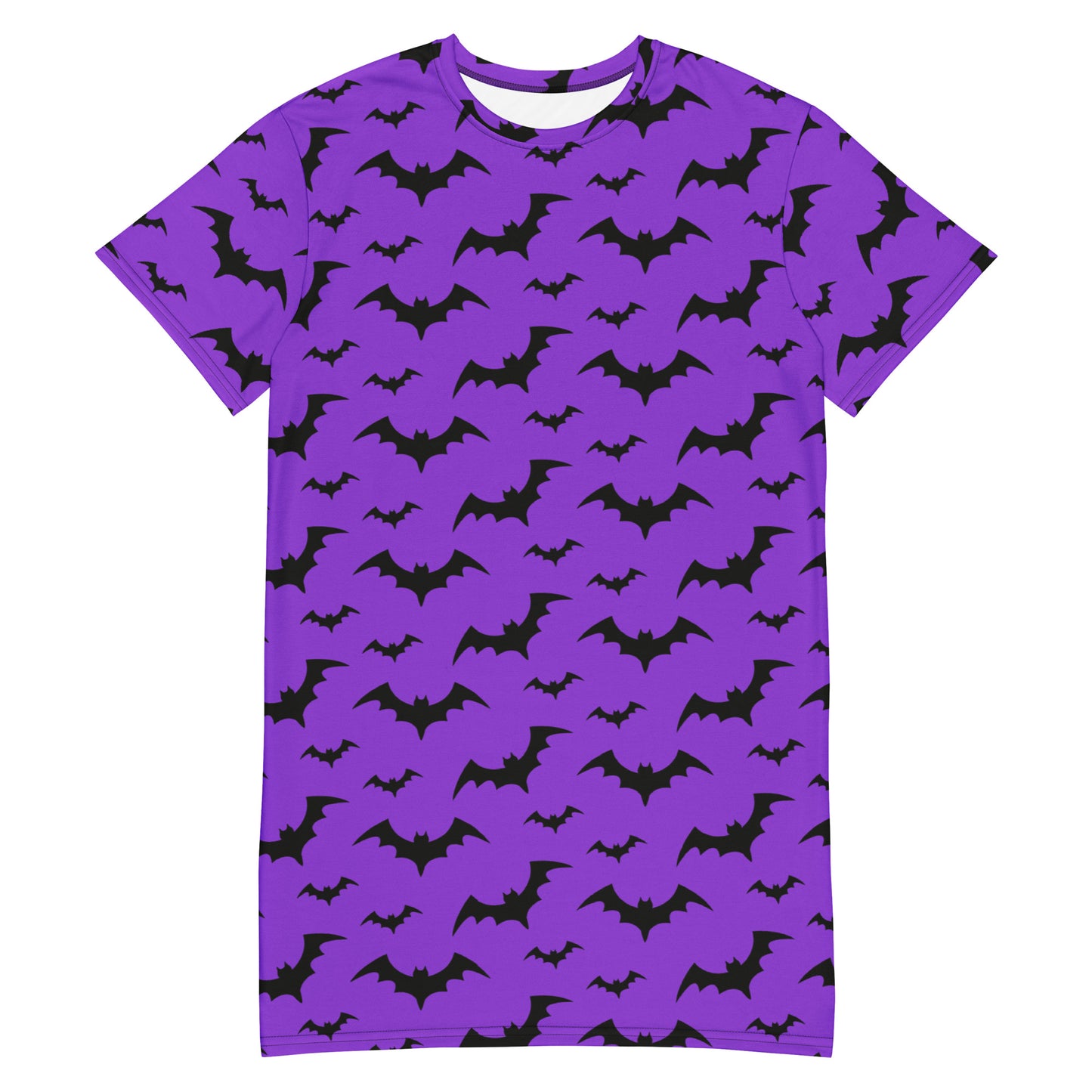 Women's Purple Bats Halloween T-Shirt Dress