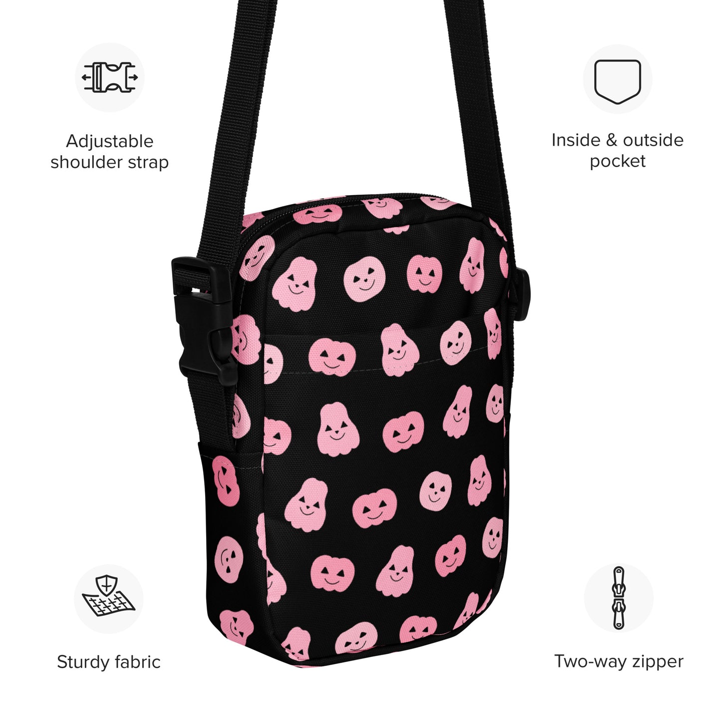 Girls Pink Pumpkins Halloween Crossbody Purse